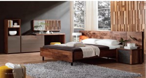 Walnut Solid Wood Color Bedroom Furniture Sets (SET007)